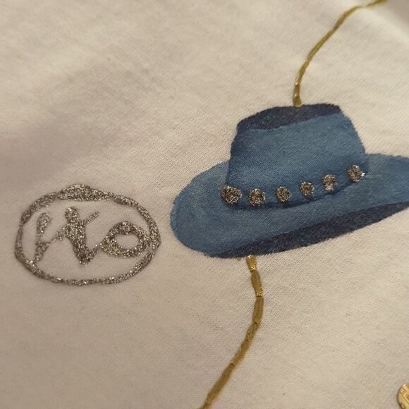 Vintage 80s Southwestern single stitch puffy paint sequin top - Picture 7 of 10